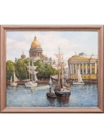 Картина маслом "Вид на Исаакий. Старый Петербург" Воробьев