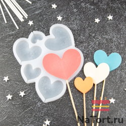 Силиконовая форма для леденцов «Сердечки 6 в 1»