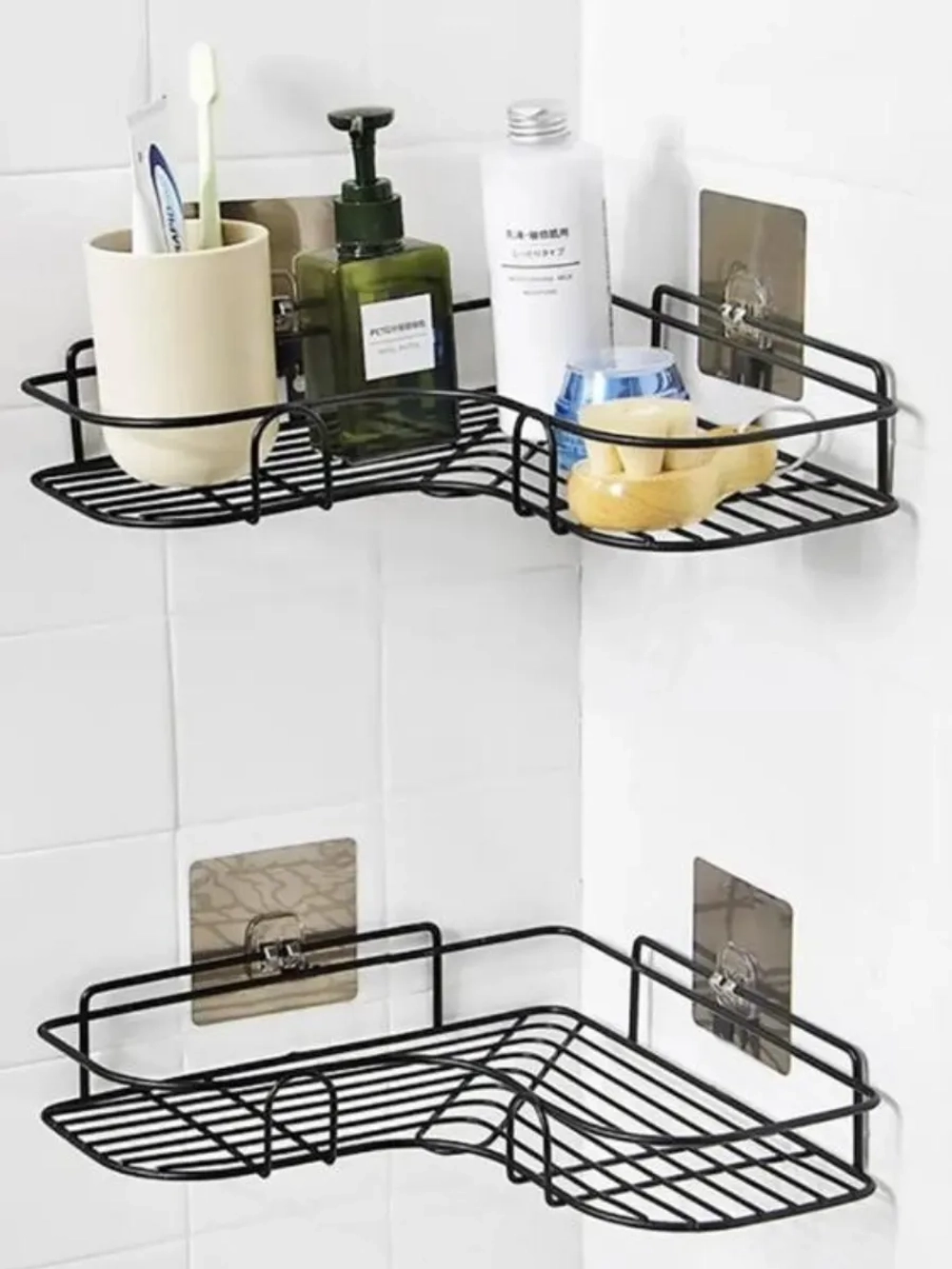 Угловой органайзер для ванной без сверления настенная полка