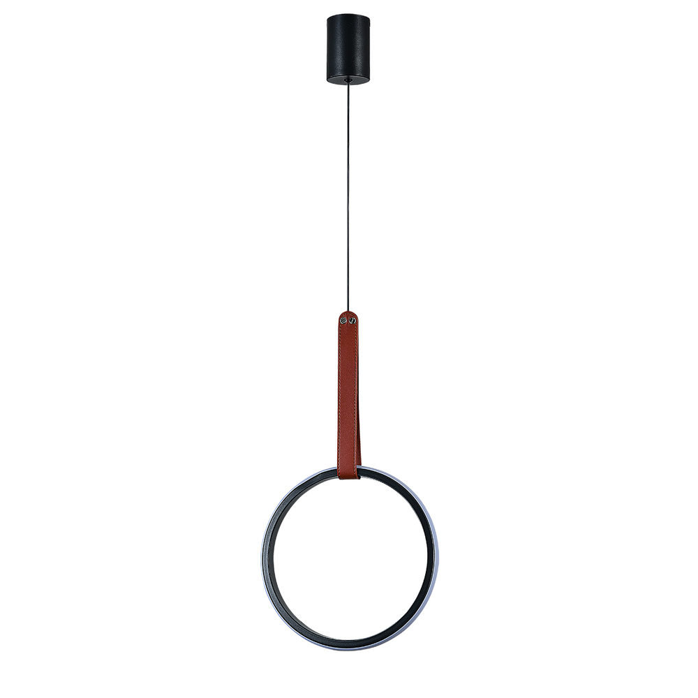 Подвесной светодиодный светильник 30Вт, 815лм, 3000/4000/6000K, Ra>80, кожа/металл/силикон, черный