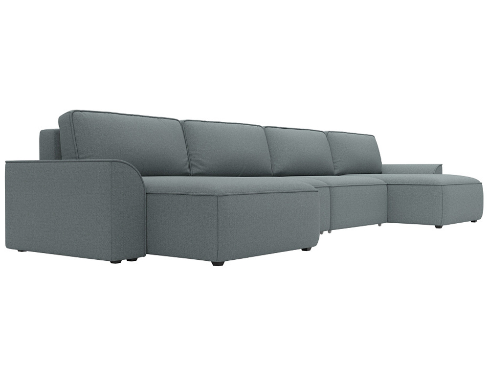 Диван П-образный Лига-048 НПБ лонг, Амур 07 серый, Рогожка, 128341