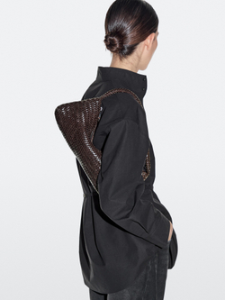 Massimo Dutti Сумка-круассан из плетеной кожи наппа, коричневый