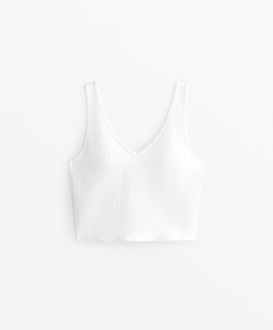 Oysho Топ без рукавов в рубчик, белый