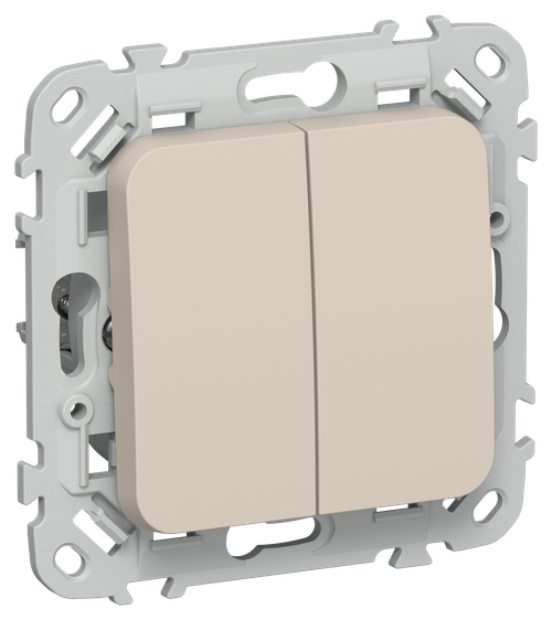 FLITE Выключатель 2-клавишный кнопочный 10А ВС12-2-0-ФлЛ льняной IEK