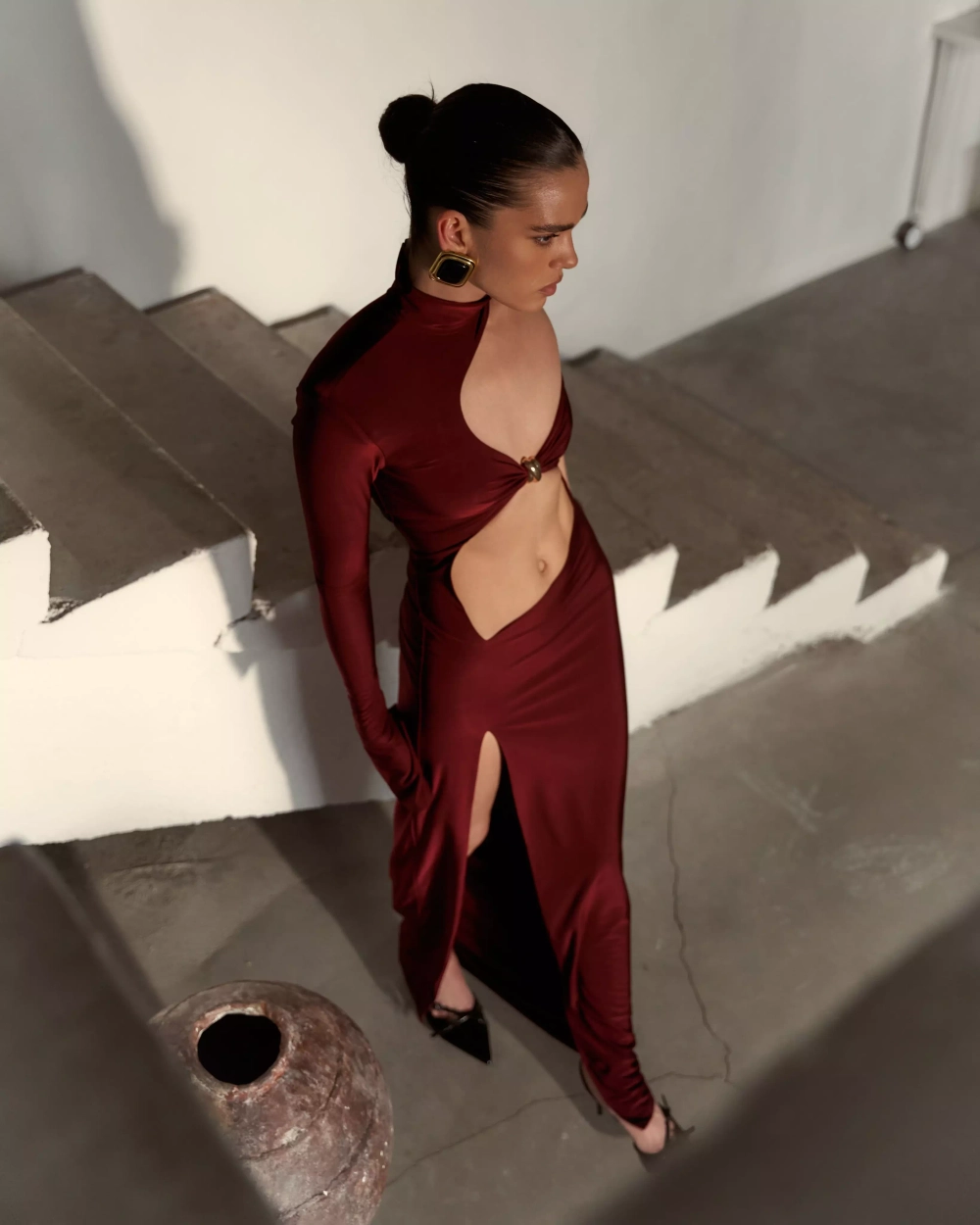 Платье без рукава, бордо