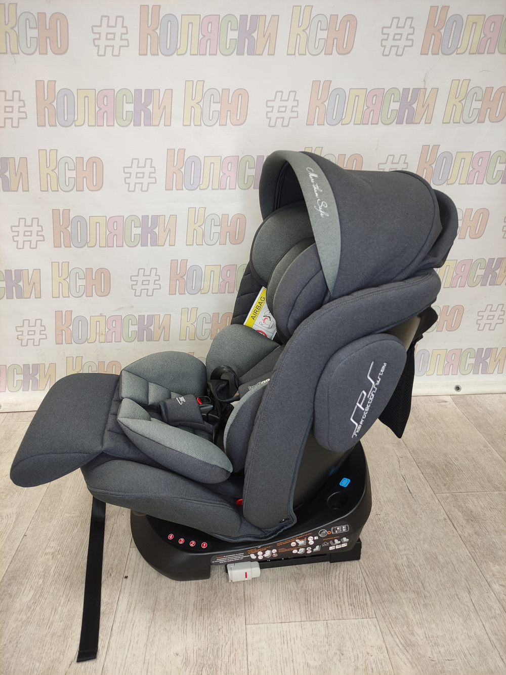 Автокресло детское INDIGO SMART+ Isofix, капюшон, подножка, 0+1+2+3 (0-36 кг) серый