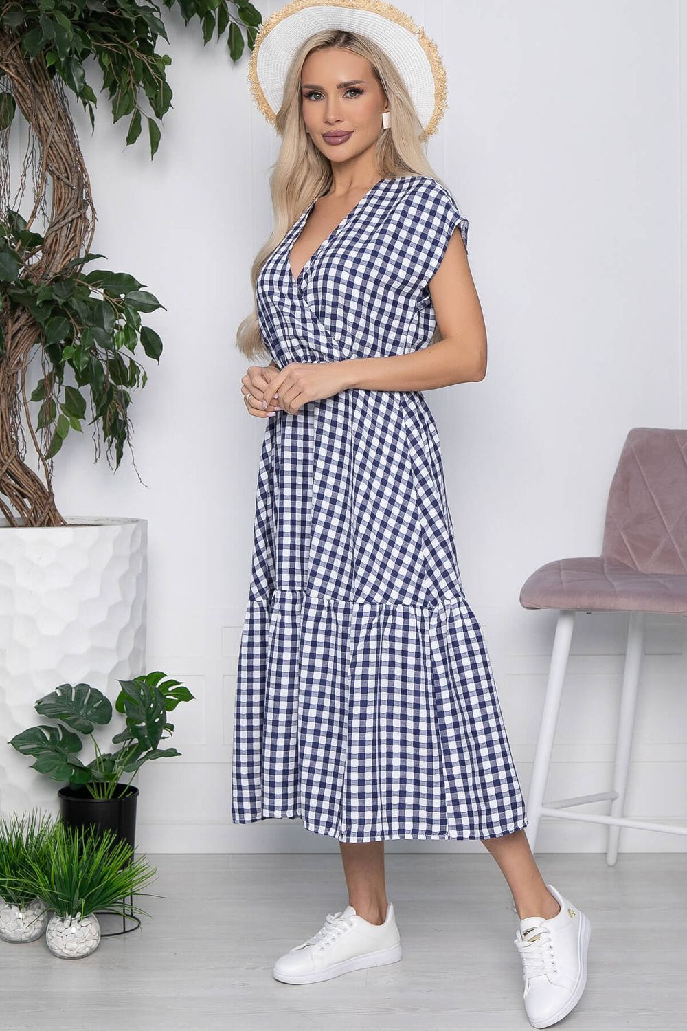 Платье Коста-Рика темно-синее в клетку П10449 LT Collection