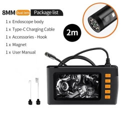 jingleszcn Эндоскоп с экраном 4,3 дюйма/8 мм/ручной эндоскоп Двойная камера 2 м