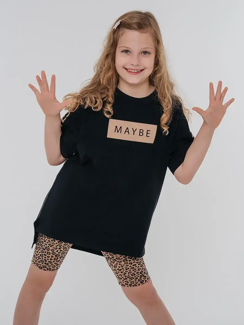 Летний костюм для девочки футболка и велосипедки