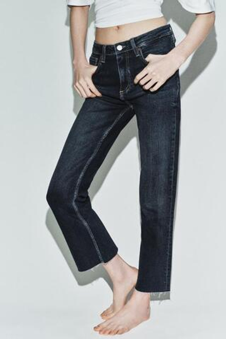 ZARA ДЖИНСЫ TRF CROPPED FLARE С ВЫСОКОЙ ПОСАДКОЙ, МОРСКОЙ СИНИЙ