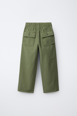 ZARA БРЮКИ ПРЯМОГО КРОЯ, ЗЕЛЕНЫЙ