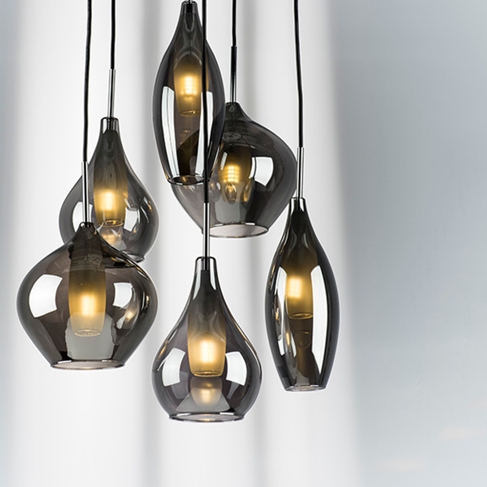 803067 Подвес PENTOLA 6х25W G9 ХРОМ/ДЫМЧАТЫЙ