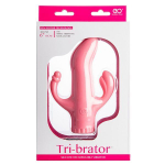 Розовый вибратор с клиторальным и анальным отростками - 15,2 см. (Цвет: розовый)