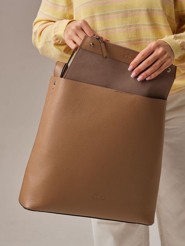 Кожаная сумка шоппер Olga DBR 30948 коричневый капучино