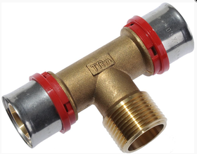 Фитинг пресс для металлопластиковой трубы Тройник 20 x 3/4" x 20 Наружная резьба TeRma 02413