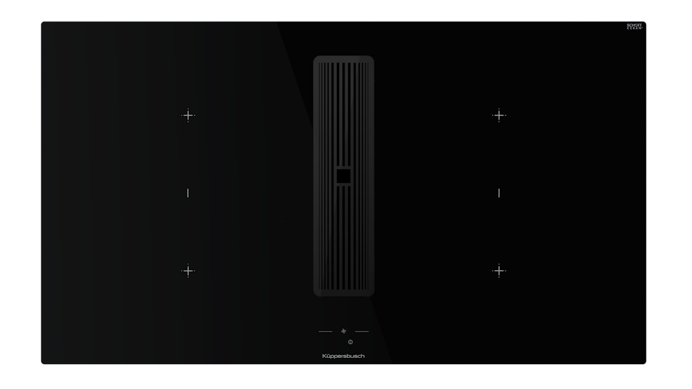 Индукционная варочная поверхность с вытяжкой Kuppersbusch с ручками из нержавеющей стали KMI 9850.1 SR-E Black Chrome