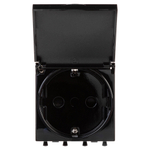 Розетка с крышкой модульная, 2P+E, с з/ш, "Avanti", "Черный квадрат", 2модуля