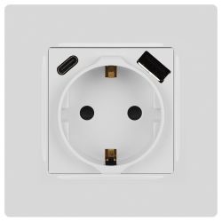 Розетка ЭРА Серия 12 12-4108-01 2P+E 16A-250В со шторками с USB type-A+C 5В-3А белый