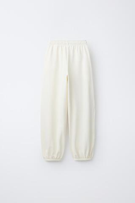 ZARA ФЛИСОВЫЕ БРЮКИ BALLOON С НАДПИСЬЮ, ЭКРЮ