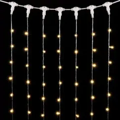 Светодиодный занавес с колпачком 1*6 м., 600 теплых белых LED ламп, прозрачный провод ПВХ, IP65, LTC (PCL601CAP-10-2WW)