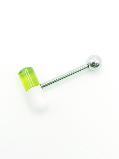 Штанга для пирсинга языка "Таблетка" . Салатовая