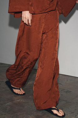 ZARA ЖАККАРДОВЫЕ БРЮКИ — ZW COLLECTION, МЕДНЫЙ