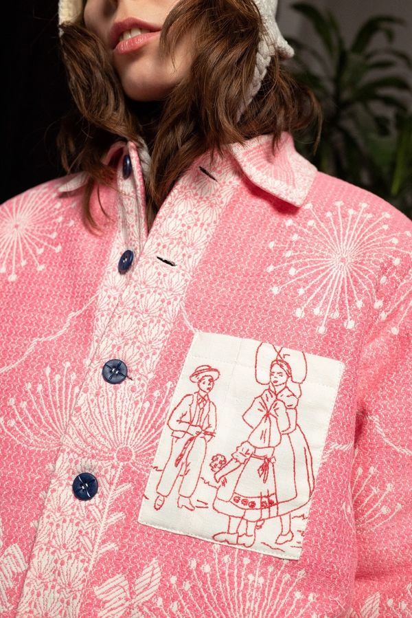 Куртка с Кокеткой / Yoke розовая - фото 4