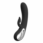 Черный вибратор-кролик Romance Massage - 24 см. (Цвет: черный)