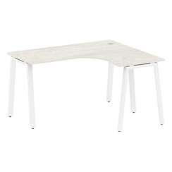 Metal System Стол криволинейный правый на А-образном м/к БА.СА-3 (R) Дуб Наварра/Металл Белый 1400*1