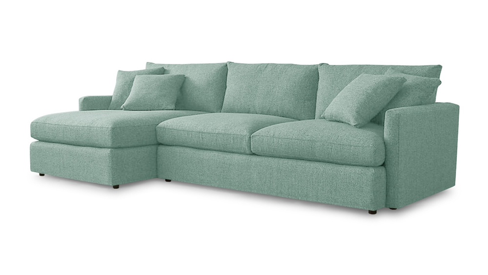 Диван с оттоманкой Стелф Strong Plus 07 215*153*90 см, Бирюзовый Рогожка Еврокнижка Фиеста