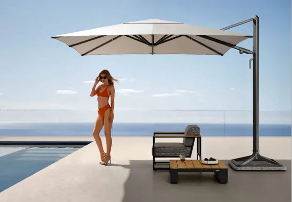 Зонт профессиональный Levia 3х3 м, антрацит, тортора. База и светильник в комплекте