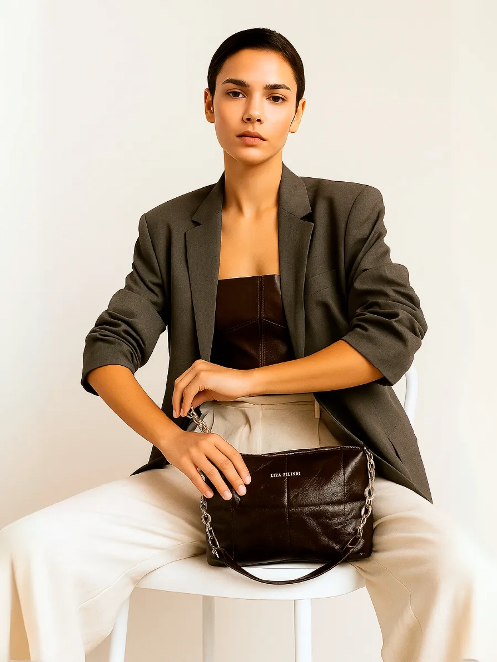 Сумка через плечо маленькая клатч натуральная кожа