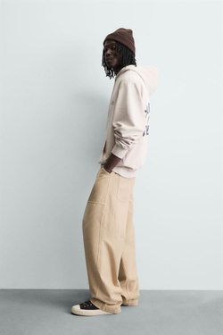 ZARA ТОЛСТОВКА С НАДПИСЬЮ, СВЕТЛО-БЕЖЕВЫЙ