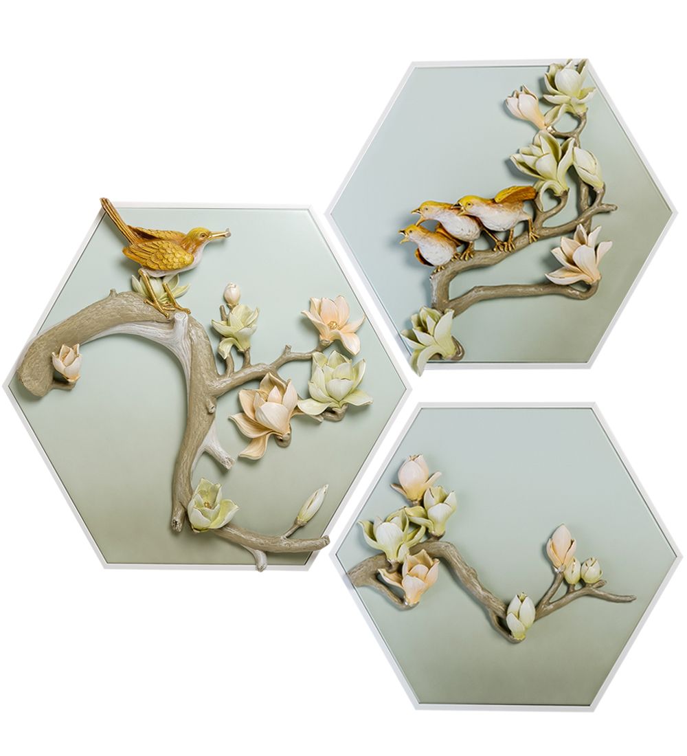 ART-325 Триптих «Птицы на ветках сакуры»