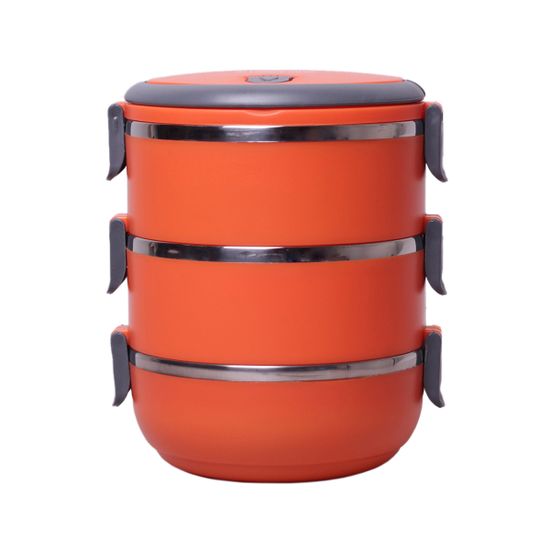 Ланч бокс тройной 2100 мл. круглый Kamille KM-2107 (пластик, нержавеющая сталь)