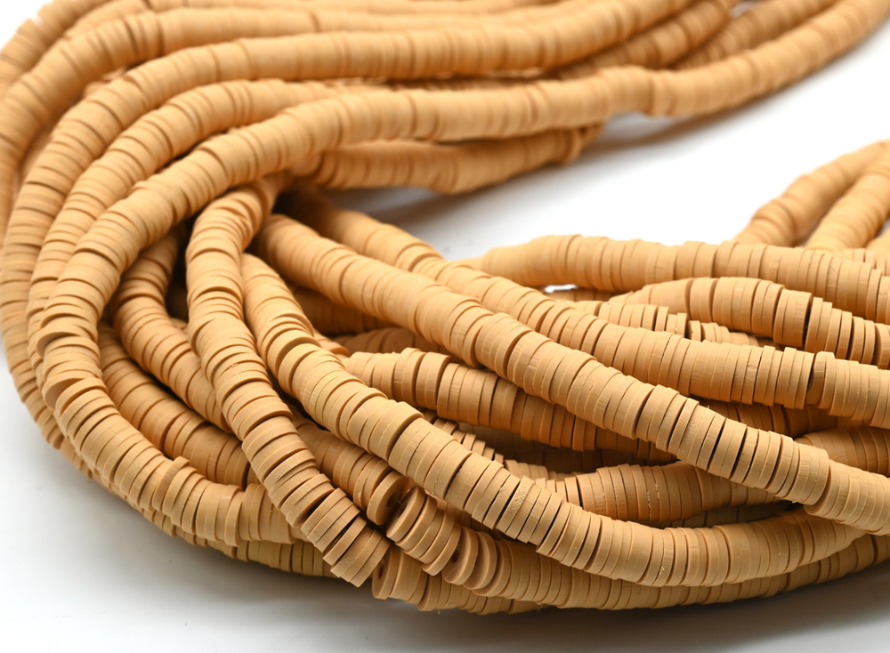 99879 Нить каучуковых бусин 6мм, охра, нить 39см