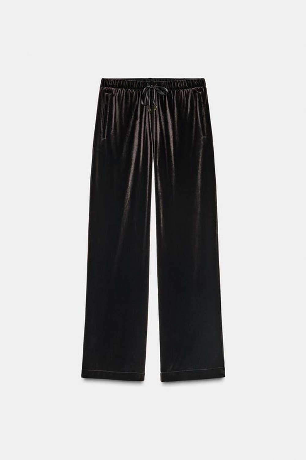 ZARA ШИРОКИЕ БАРХАТНЫЕ БРЮКИ, ТЕМНО-КОРИЧНЕВЫЙ