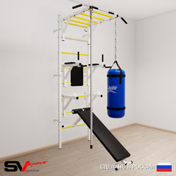 Шведская стенка Sv Sport усиленная 6602 (Турник рукоход/Брусья/Стойка/Скамья/Канат/Цепь/Мешок 22кг)