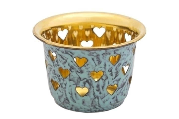 Подсвечник на чайную свечу, латунь, цвет бирюзовый