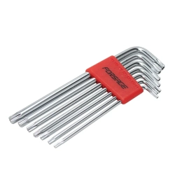 Набор ключей TORX Г-образных длинных с отверстием 7пр.(Т10Н,Т15Н,Т20Н,Т25Н,Т27Н,Т30Н,Т40Н) в пластиковом держателе Forsage F-5071TL