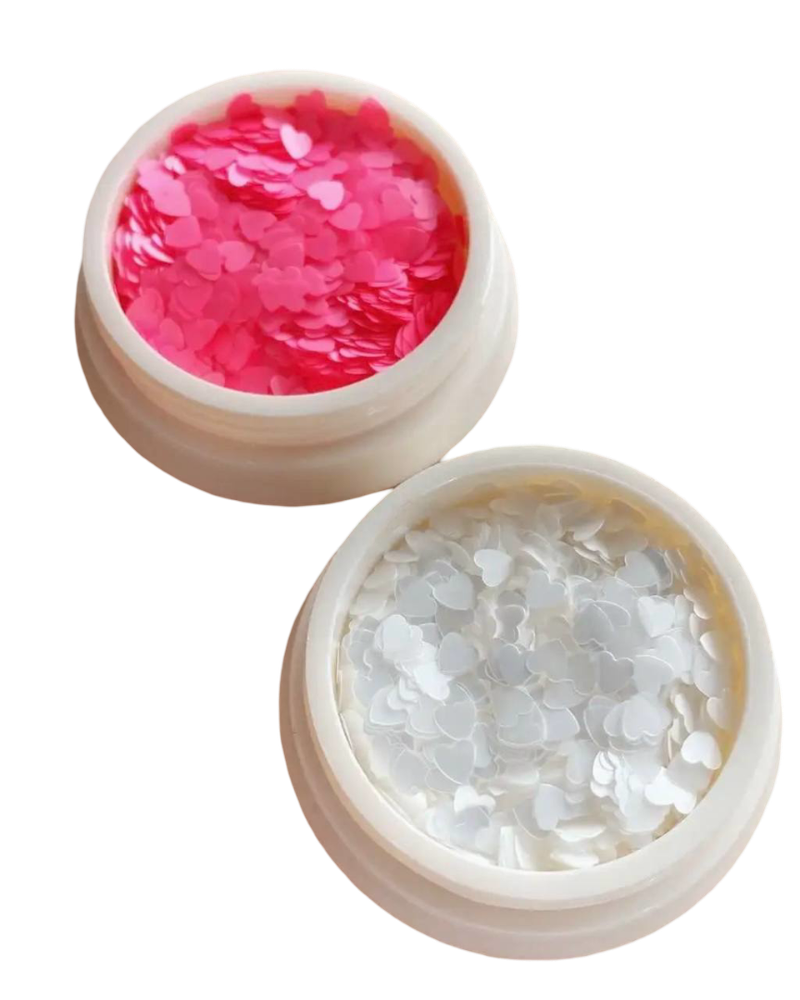 Блестки для ногтей сердечки розовые