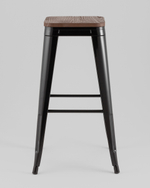 Стул барный TOLIX черный глянцевый + темное дерево KD