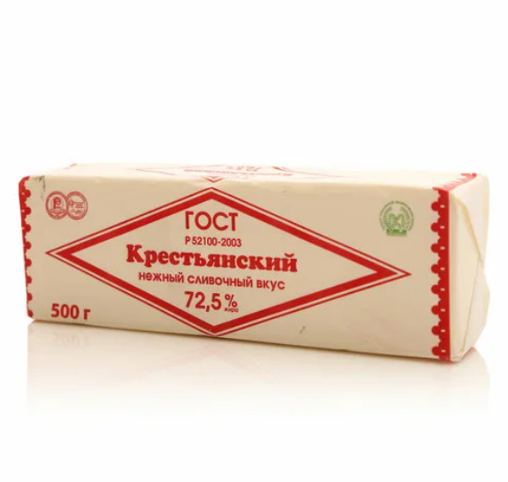 Масло Сливочное Крестьянское, 72.5% Каждый день, 500г