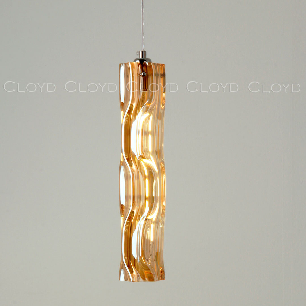 Подвесной светильник Cloyd ICEBERG-A P1 / Ø8 см - хром - янтарное стекло (арт.11655)