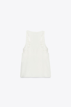 ZARA ТОП КОМБИНИРОВАННЫЙ, ЖЕЛТОВАТО-БЕЛЫЙ