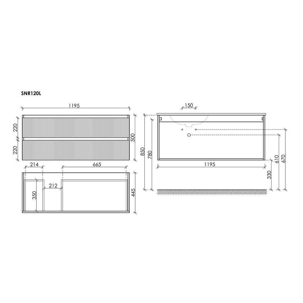 Тумба подвесная Sancos Snob R левая 1195х445х500, SNR120LSM