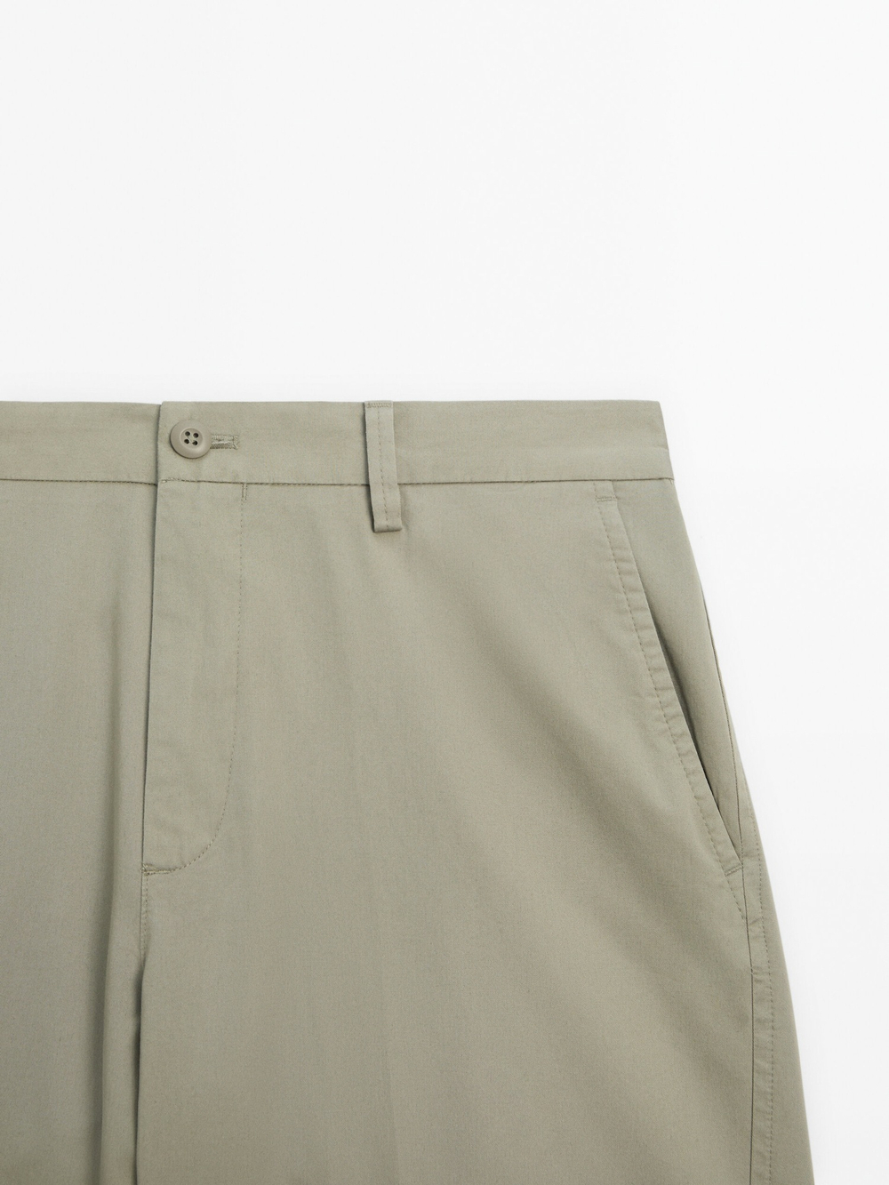 Massimo Dutti Шорты из хлопкового поплина,  цвет мха