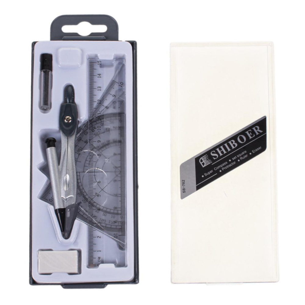 Готовальня 7 пред:циркуль металлич, грифели, ластик, 4 линейки, пласт.футляр