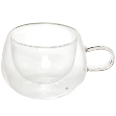 Кружка стеклянная с двойными стенками 200мл «Хай-Тек»