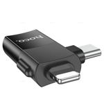 Переходник Hoco UA17 ​​iP"папа"/ Type-C "папа" на USB "мама" USB2.0 2-в-1